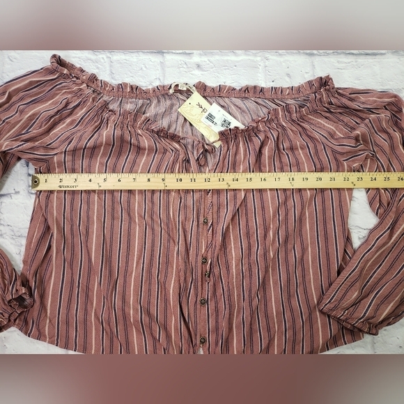 NEW Rewind Jr's Size XXL Pink Navy Stripe Blouse - Picture 5 of 5